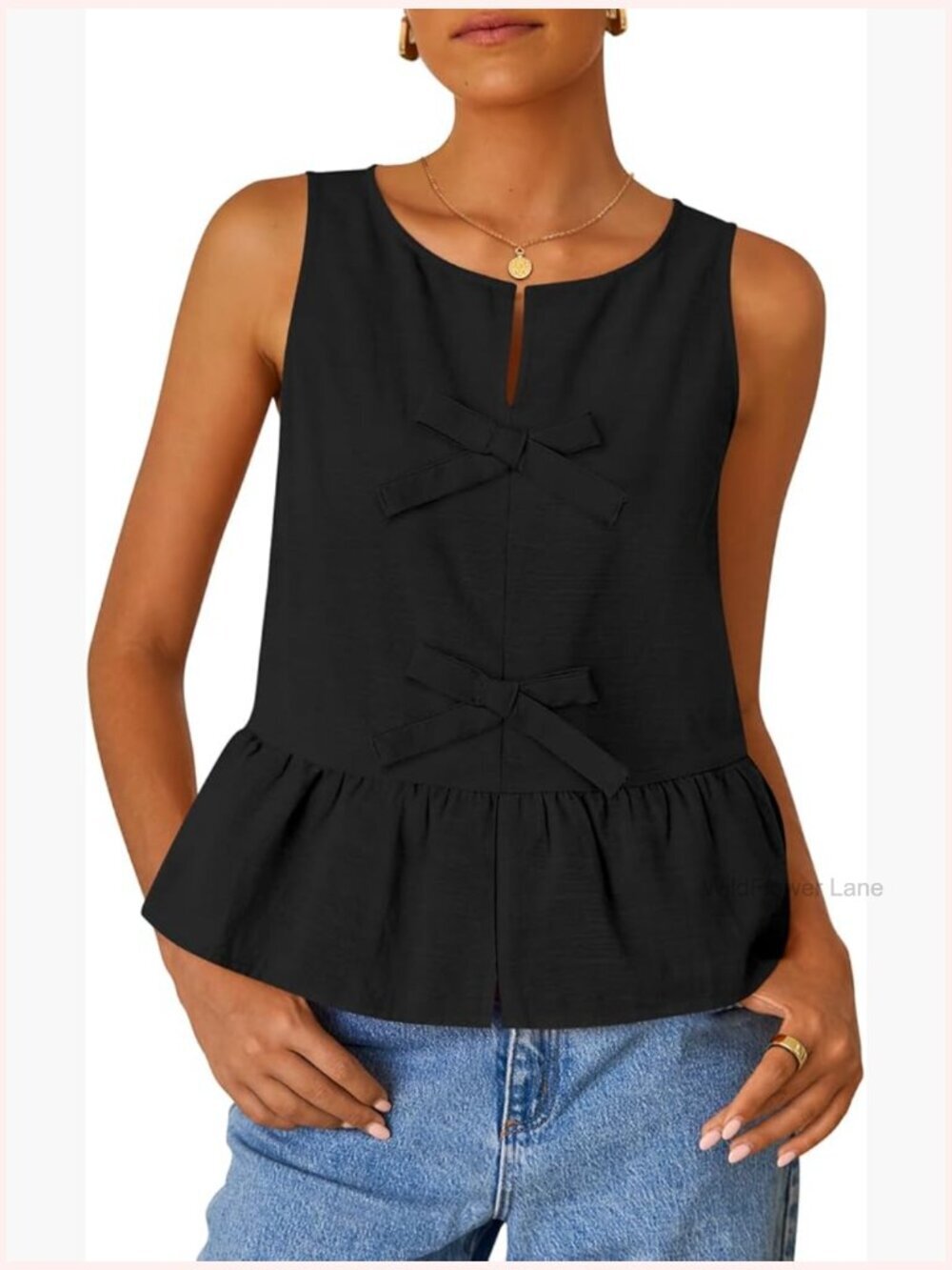 Sleeveless Peplum Tank Tops with Ruffle Hem Trendy Flowy Babydoll Blouse